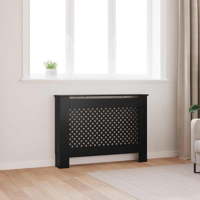 vidaXL Radiatorombouw 112x19x81,5 cm MDF zwart