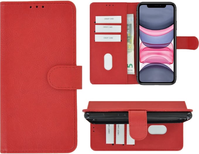 Hoesje Geschikt voor iPhone 11 Pro Max - iPhone 11 Pro Max Book Case Wallet Rood Cover