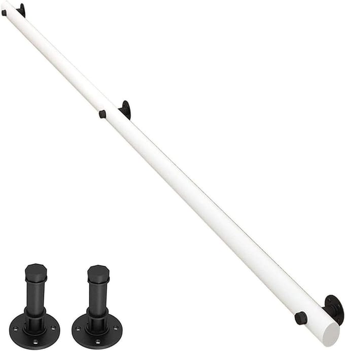 Trapleuning Massief Hout - Steun Reling - Veiligheid Trap - Antislip Grip - Tot 600 cm - Wit