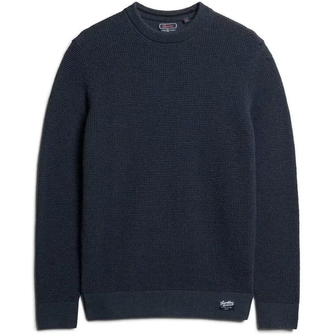Superdry - Gebreide trui met ronde hals en textuur - Heren - Sweaters