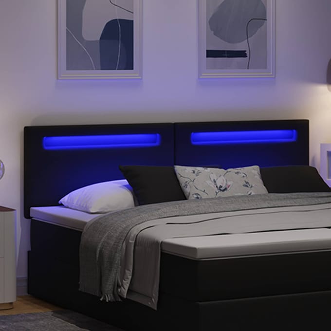 vidaXL - LED - Hoofdbord - Zwart - Kunstleer