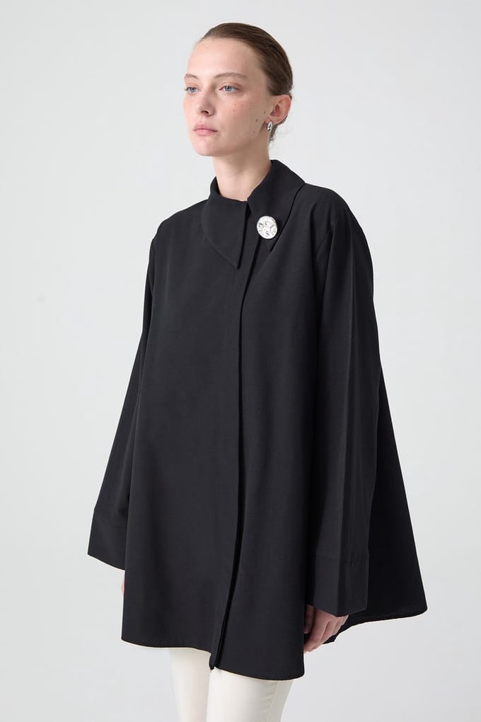 Touché Privé - Asymmetrische poplin blouse - Zwart - Dames