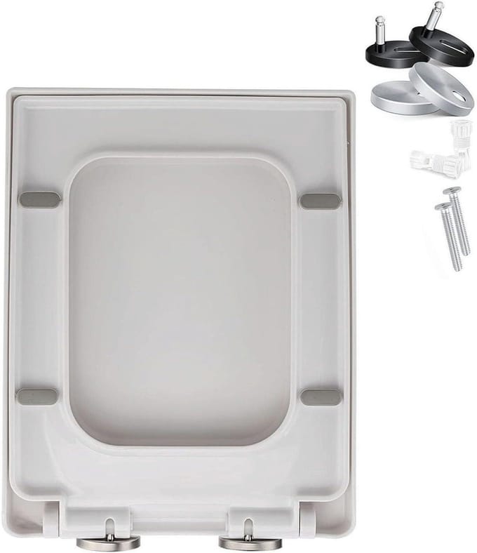 Vierkante WC-bril - Toiletzitting Deksel - Badkamer Vernieuwen - Softclose & Snelsluiting - 36 x 45 cm - Wit
