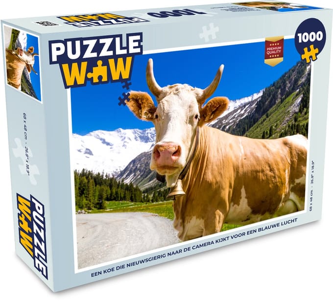 Puzzel Koe - Sneeuw - Alpen - Legpuzzel - Puzzel 1000 stukjes volwassenen
