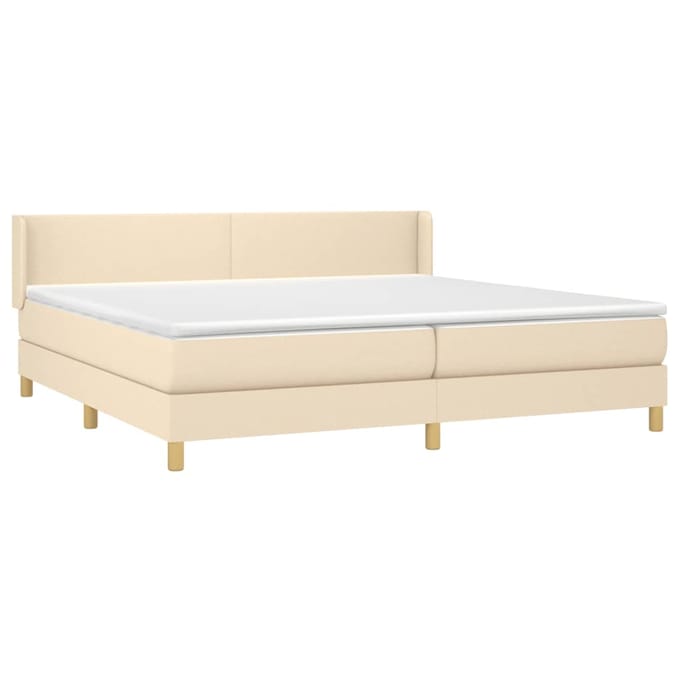 vidaXL - Boxspring - met - matras - stof - crèmekleurig - 200x200 - cm