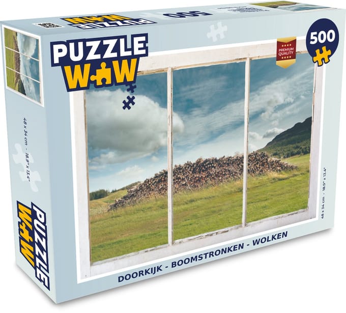 Puzzel Doorkijk - Boomstronken - Wolken - Legpuzzel - Puzzel 500 stukjes