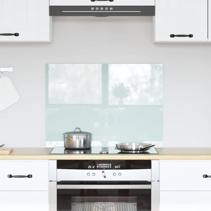vidaXL - Keuken - Spatscherm - Wit - 70 - x - 50 - cm - gehard - glas
