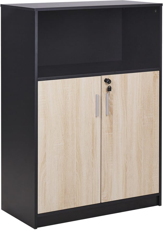 ZEHNA - Sideboard - Lichthout/Zwart- Vezelplaat
