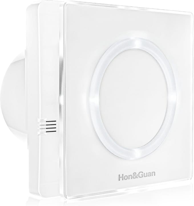 Badkamerventilator met LED Verlichting, Vochtigheidsregeling en Timer