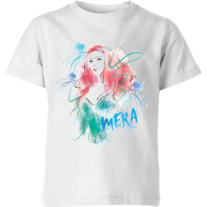 Aquaman Mera kinder t-shirt - Wit - 122/128 (7-8 jaar)
