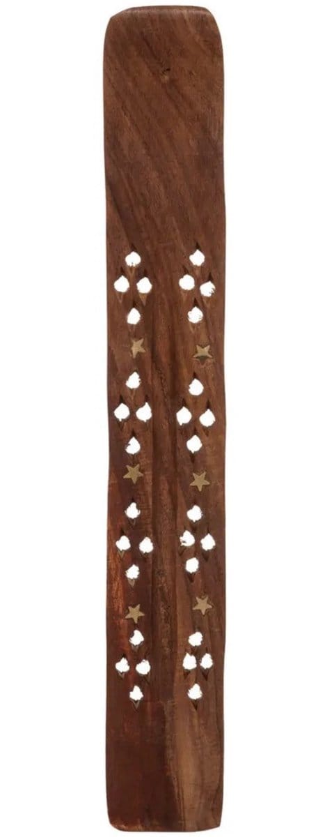 Wierookhouder plankje Chi - hout - voor wierookstokjes - 25 x 3 cm