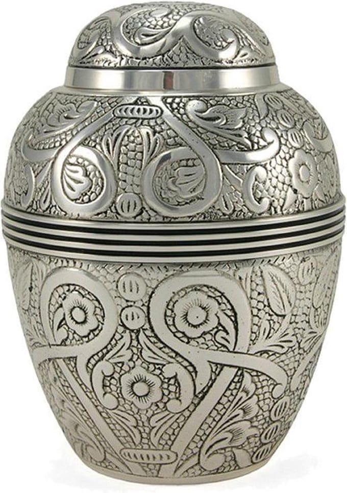 Silver Embossed - Urn Small - Asbeeld Dieren Urn Voor Uw Geliefde Dier - Kat - Hond - Paard - Konijn
