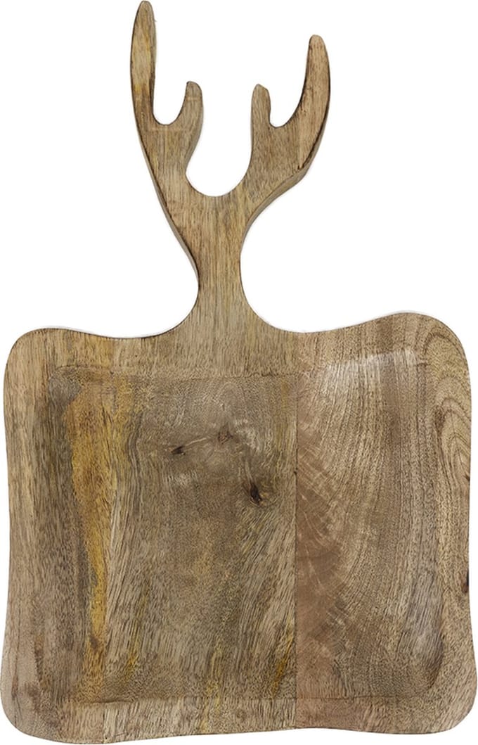 Schaal/Snijplank mango hout gewei 40cm