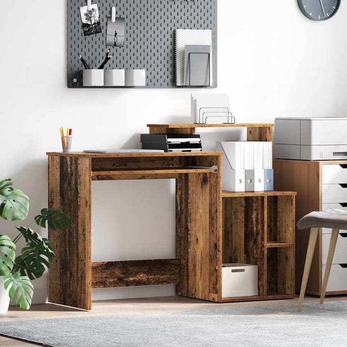 vidaXL - Bureau - Oud - Hout - 120,5 - x - 44 - x - 88,5 - cm - Bewerkt - hout