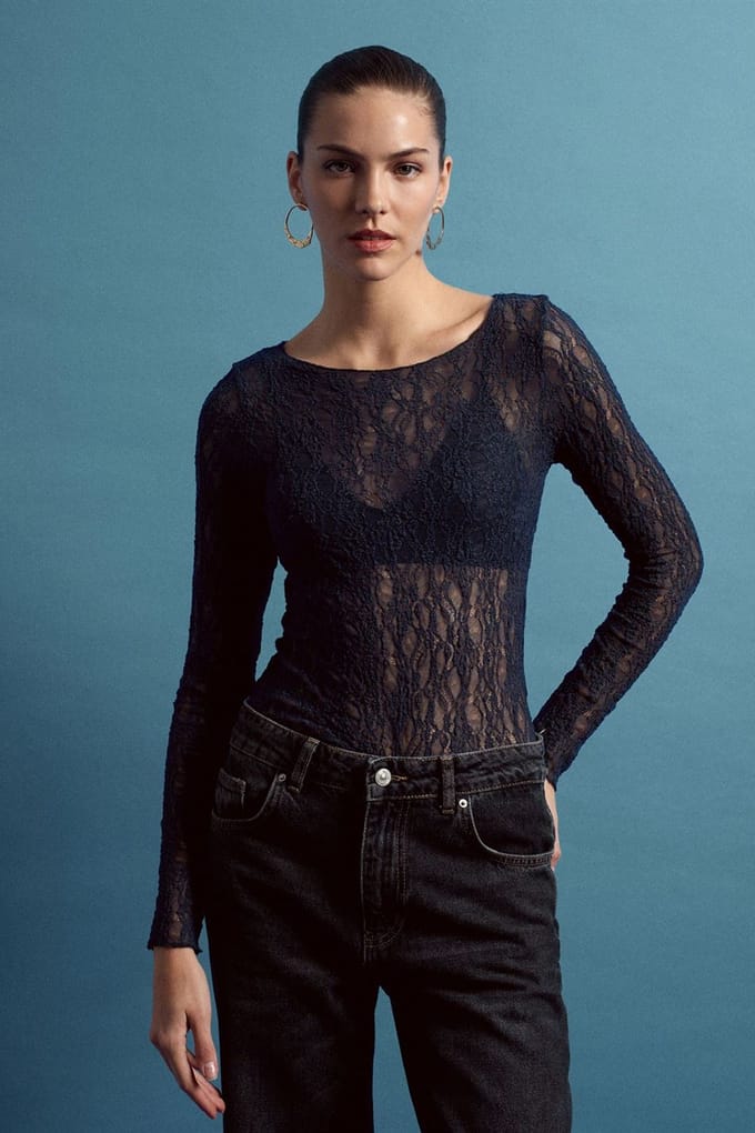 Slim Fit Kant Boot Hals Blouse