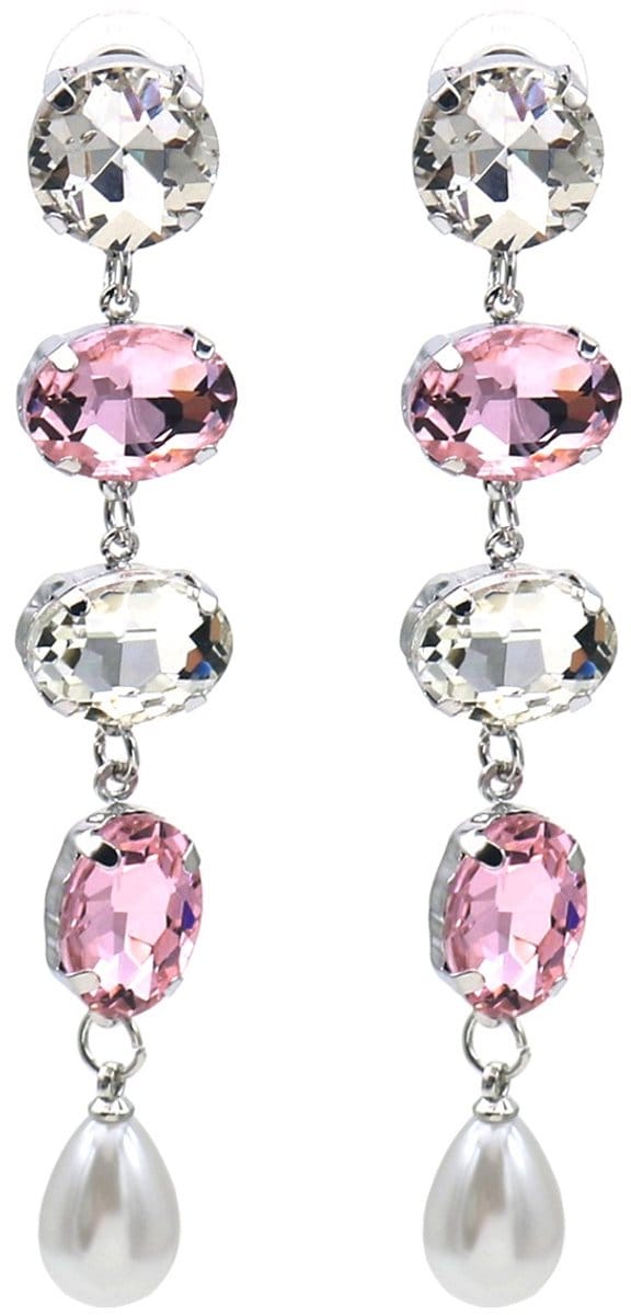 Oorbellen kristal - zilverkleurig - 8 cm