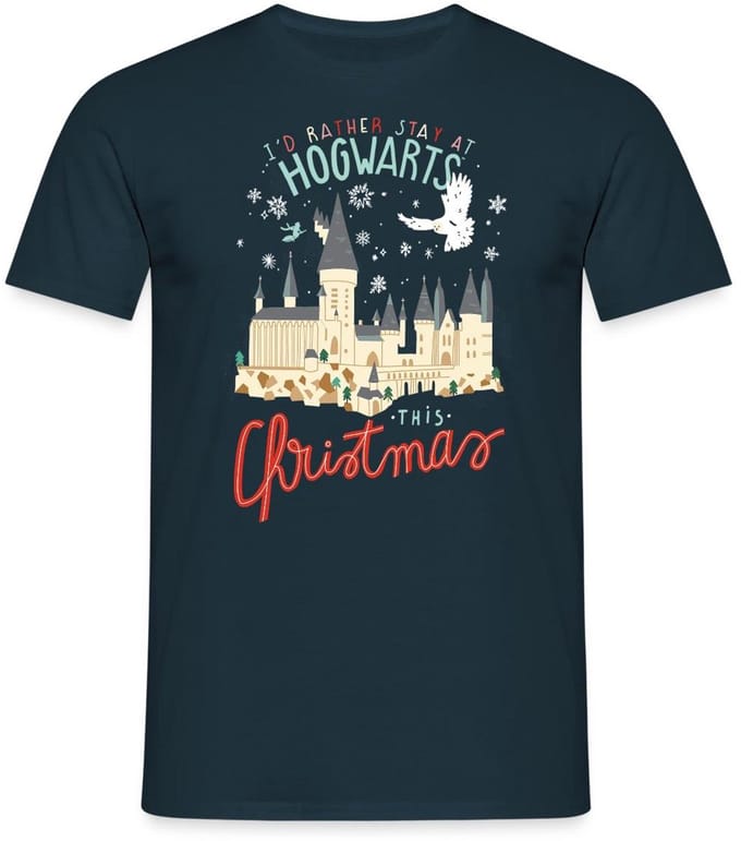 Harry Potter Kerstmis Ik Blijf Liever Op Hogwarts T-Shirt Heren