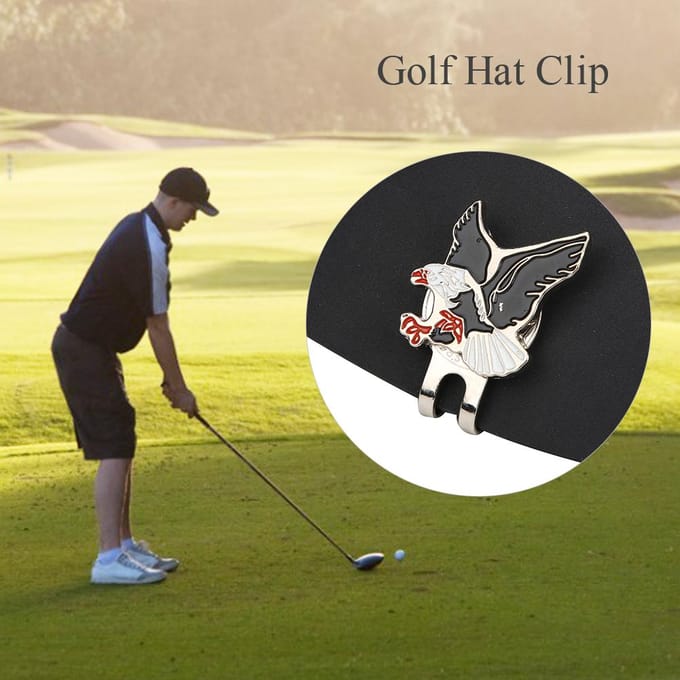 Draagbare mini-golfbalmarker met golfpetclip en magnetische adelaar/vogelaccessoire voor buiten. black