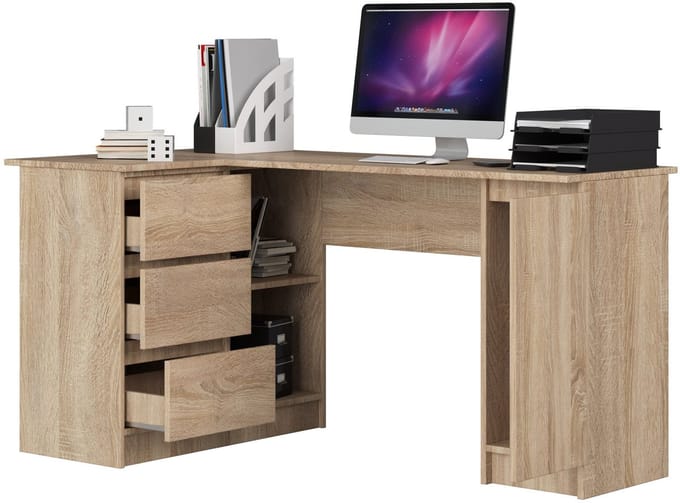 Hoekbureau Links B20 / Computerbureau / Computer Tafel / Bureautafel Links / Sonoma Eik / 155 x 77 x 85 cm