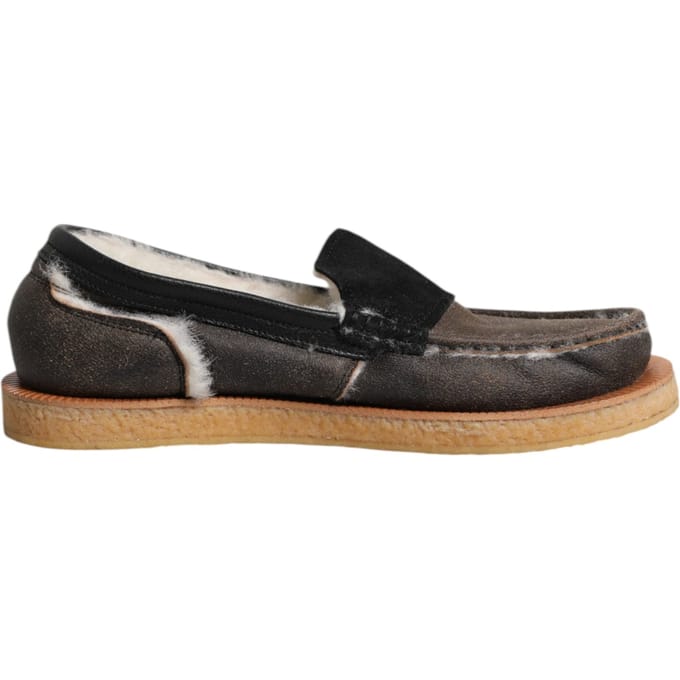 Dolce & Gabbana Bruine Witte Kalfsleren Instappers