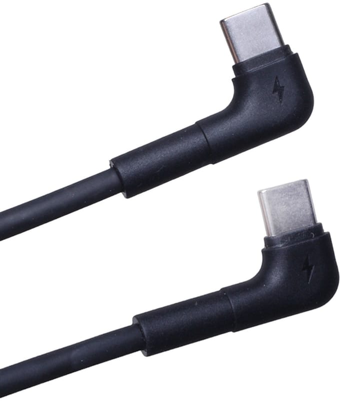 USB-C naar USB-C kabel 100cm zwart haaks