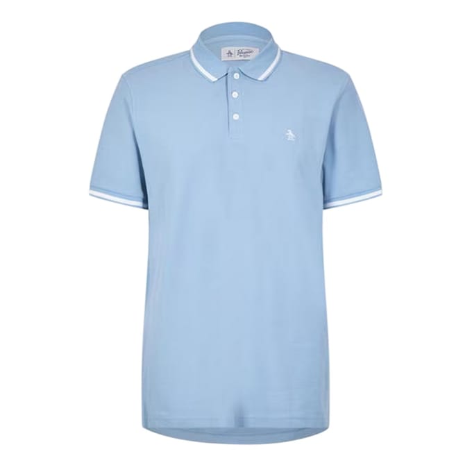 Original Penguin Heren Regular Poloshirt met Korte Mouwen (Verkleurde denim)