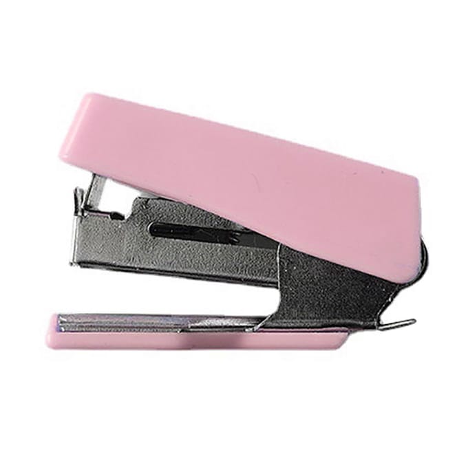 Mini nietmachine, draagbare creatieve desktop nietmachineset met nietjes voor kantoor en school, roze roze