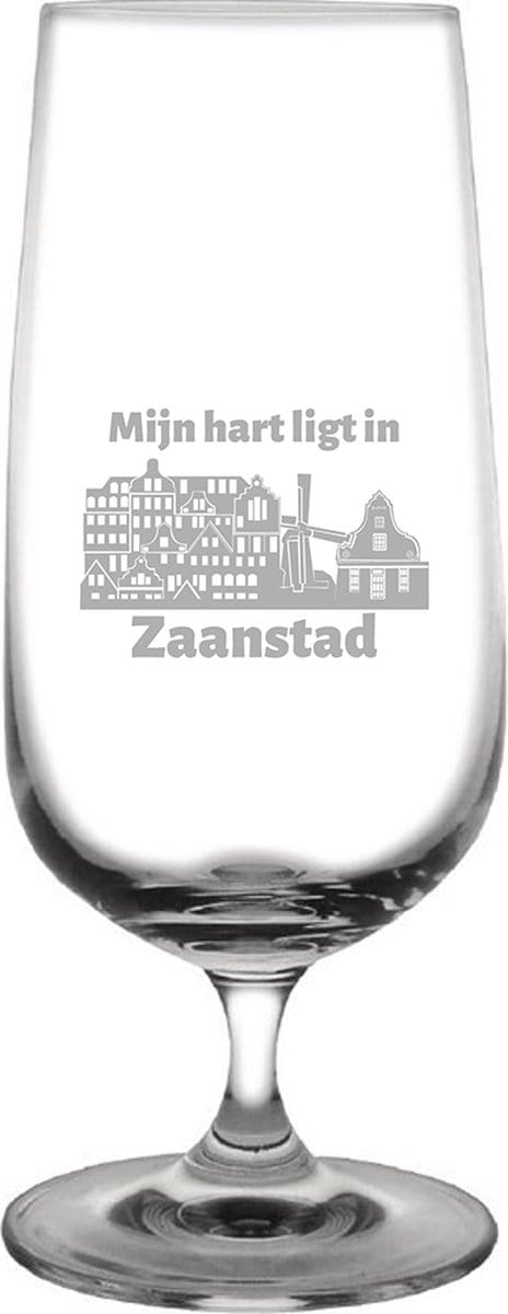 Gegraveerde bierglas op voet 41cl Zaanstad