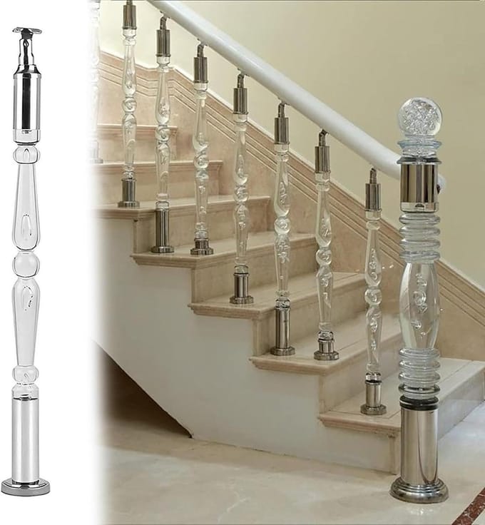 Trap Balusters - Leuningstaven Transparant - Trap Decoratie - Acryl RVS - Tot 150cm - Helder