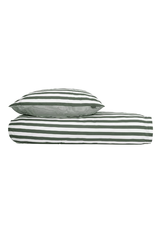 Tweedelige set omkeerbaar beddengoed Renforcé, groen gestreept - SCHIESSER Home 135*200