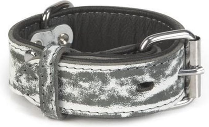 Leren halsband Safari, zwart.