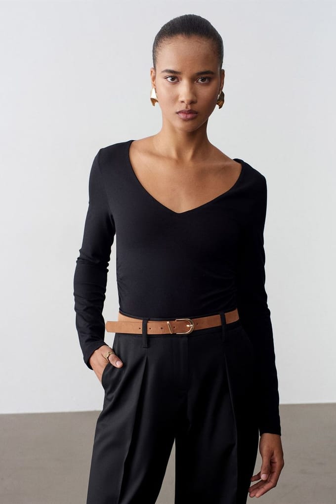 Slim Fit V-Hals Breifblouse