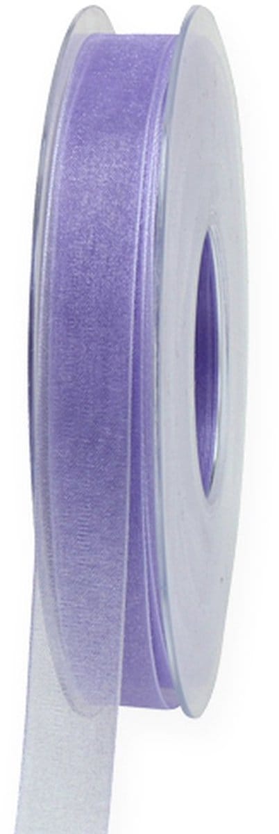 Organza lint cadeaulint paars lint zelfkant 15mm 50m