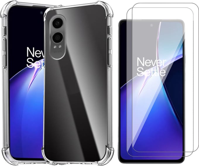 Hoesje geschikt voor OnePlus Nord CE 4 Lite - 2x Screenprotector Glas - Shockproof Transparant