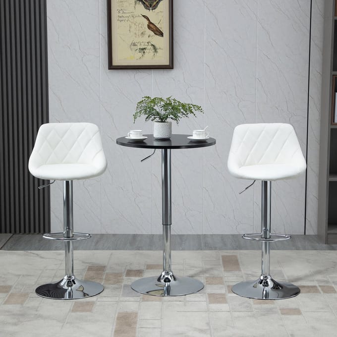 REDOM - Ronde Bartafel - In Hoogte Verstelbaar En Draaibaar - Modern - MDF En Metaal - Zwart - Ø61 X 70-90 Cm