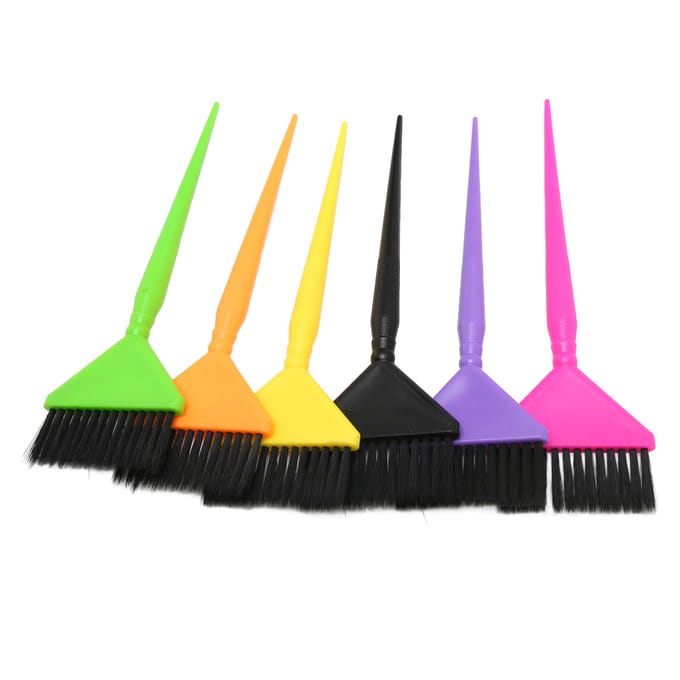 Lot de 6 pinceaux de coloration multicolores à longue queue pour salon et maison black