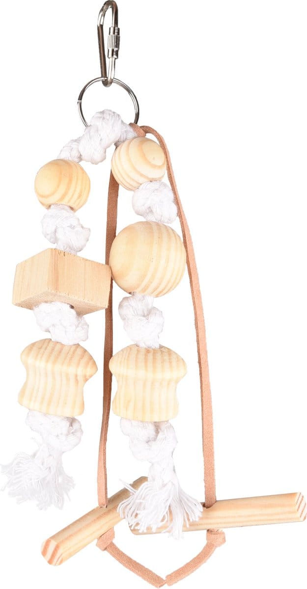 Flamingo Vogelspeelgoed Kooihanger Wood - Wit/Beige - 22 x 8 x 2.5 cm