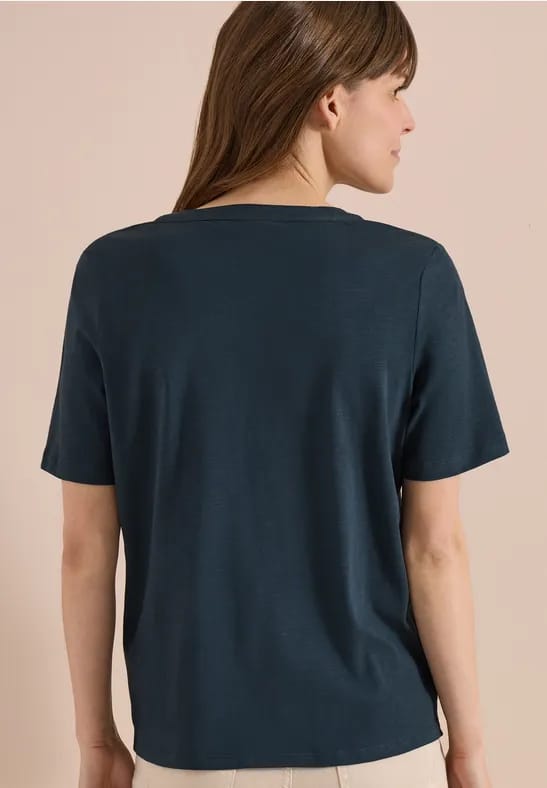 Shirt met korte mouwen en gespleten hals