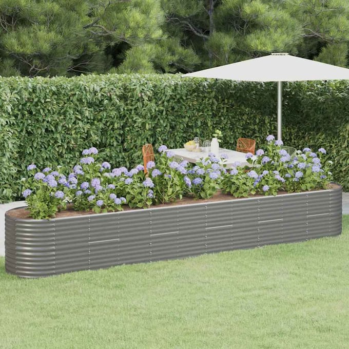 vidaXL - Plantenbak - 440x80x68 - cm - gegalvaniseerd - staal - grijs