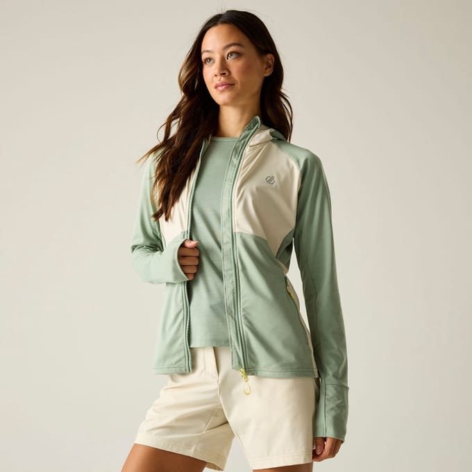Dare2B Evolving III dames midlayer met capuchon en kleurblokken
