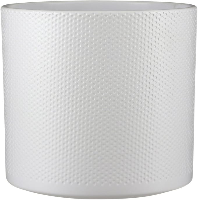 Mica Decorations Bloempot - wit - relief - keramiek - D26 x H28 cm - plantenpotten binnen