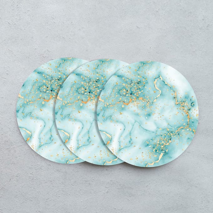 GR onderzetters voor glazen - Marmer Blauw - Vinyl - 6st