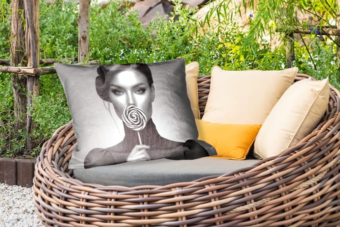 Buitenkussens - Vrouw - Lolly - Zwart - 60x40 cm - Weerbestendig