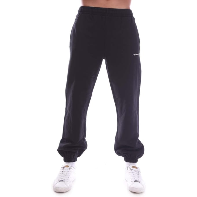 Heren Off White Wave Outline Diagonal Short Sweatpants in zwart-wit