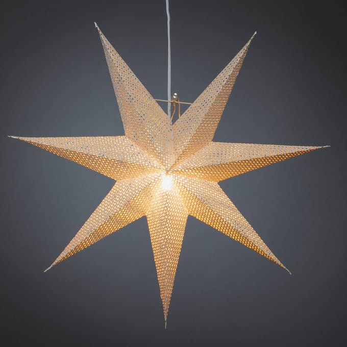 Konstsmide Christmas Decoratie ster, wit papier, gatenpatroon, 7-punts