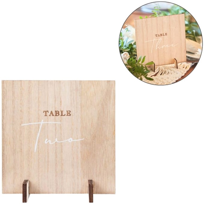 Tafelnummers Houten Plaat - 12 stuks