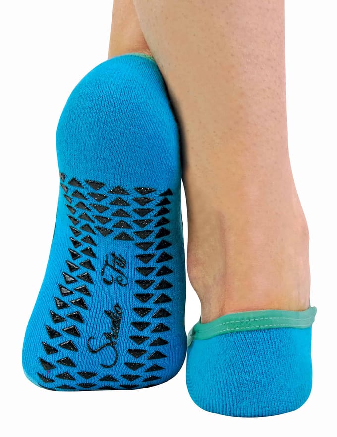 Set van 2 antislip yogasokken voor dames met bandjes - Blauw