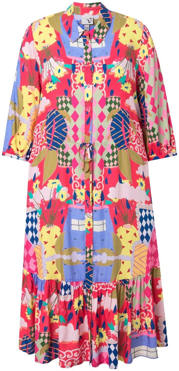 Ulla Popken - Dames - Blouse-jurk - Roze - Maat 42+