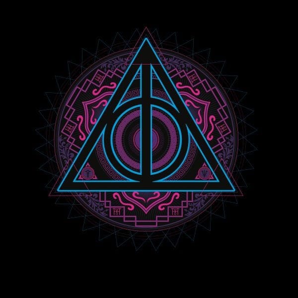 Harry Potter Deathly Hallows Neon dames t-shirt - Zwart - M