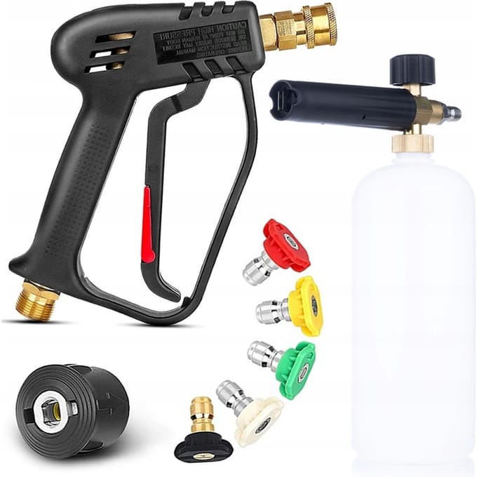 Rosfix Spuitpistool Vervanging - Schuimpistool 1L Set, 5 Spuitmonds 1/4" - M22, 200 Bar - Geschikt voor Kärcher